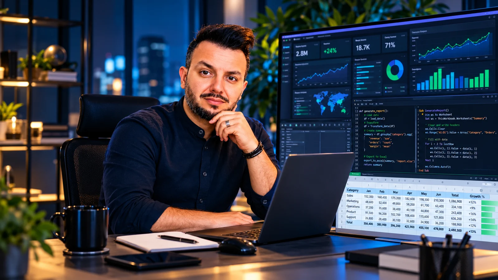 Doğan MIH, Power BI dashboard, Excel ve otomasyon çalışma ekranlarıyla