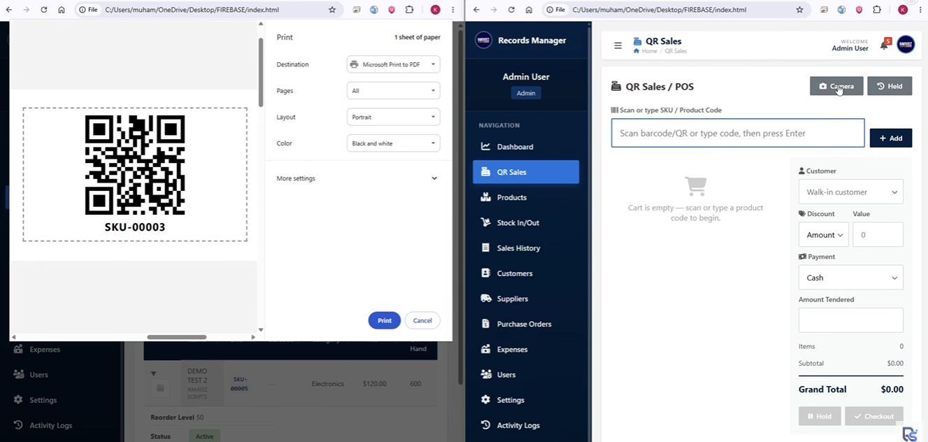 Google Apps Script QR menü ve satış ekranı